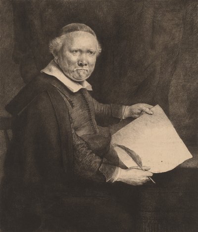 Lieven Willemsz van Coppenol: den større plade, 1658. af Rembrandt van Rijn