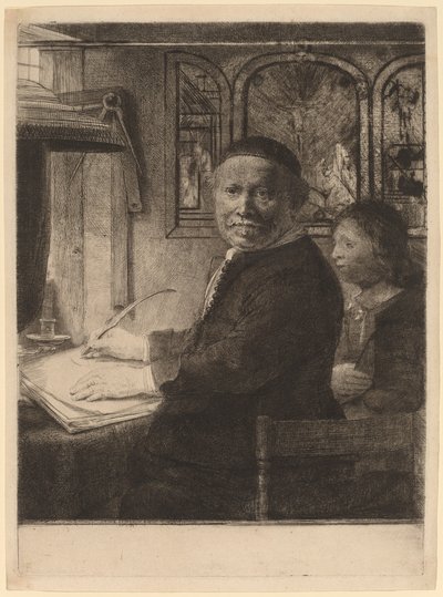 Lieven Willemsz van Coppenol: den mindre plade, ca. 1658. af Rembrandt van Rijn