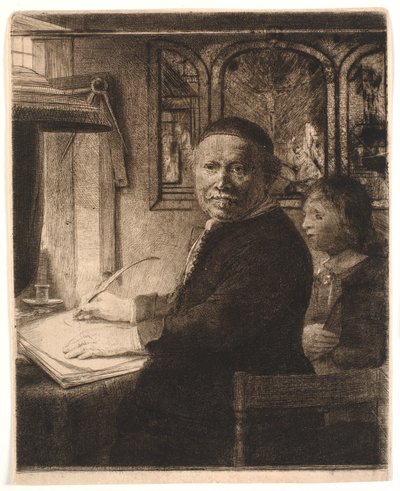 Lieven Willemsz van Coppenol, skrivemester: den mindre plade af Rembrandt van Rijn