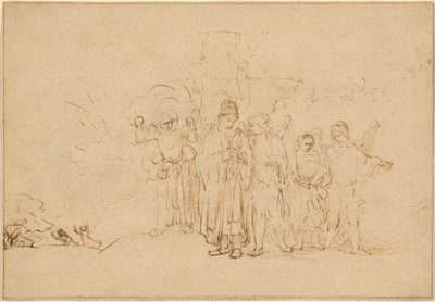 Lot og hans familie forlader Sodoma af Rembrandt van Rijn