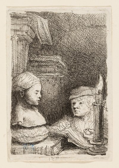 Mand tegner fra en rollebesætning af Rembrandt van Rijn