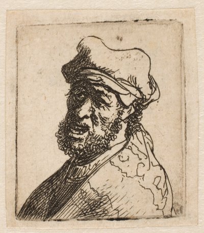 En mand, der skriger, tre fjerdedele tilbage: buste af Rembrandt van Rijn