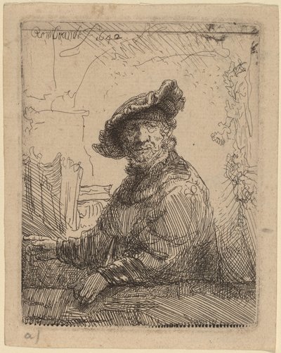 Mand i en arbor af Rembrandt van Rijn