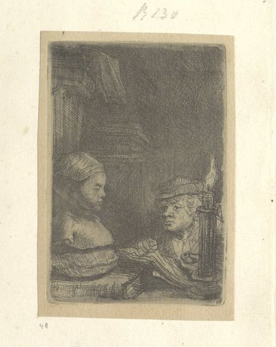 Mand, tegner efter en gipsmodel Recueil de quatre-vingt-cinq estampes originales (serietitel) af Rembrandt van Rijn