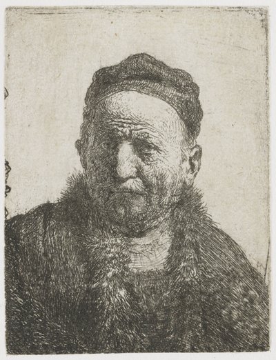 Mand iført en tæt kasket: buste (kunstnerens far?) af Rembrandt van Rijn