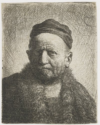 Mand iført en tæt kasket: buste (kunstnerens far?) af Rembrandt van Rijn