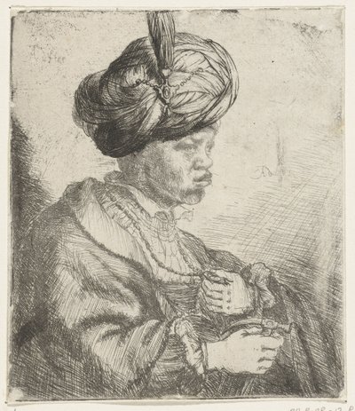 Mand med turban, c.1660-70 af Rembrandt van Rijn
