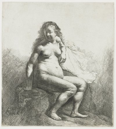 Nøgen kvinde på en høj af Rembrandt van Rijn