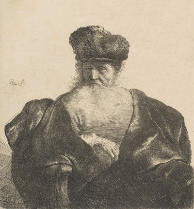 Gammel mand med skæg, pelshue og fløjlskappe, ca. 1631., ca. 1631. af Rembrandt van Rijn