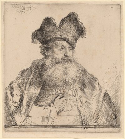 Gammel mand med delt pelshue af Rembrandt van Rijn