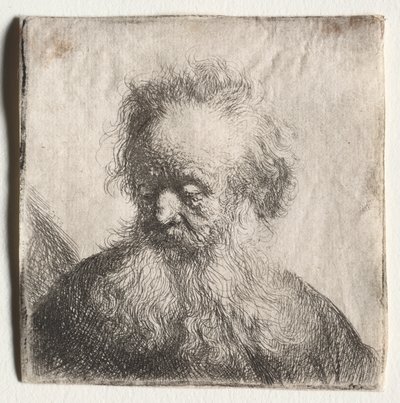 Gammel mand med flydende skæg: Buste af Rembrandt van Rijn