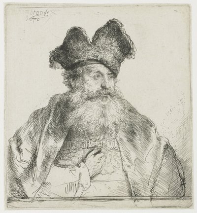 Gammel mand med delt pelshue af Rembrandt van Rijn
