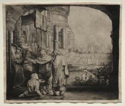 Peter og Johannes helbreder den krøbling ved templets port, 1659. af Rembrandt van Rijn