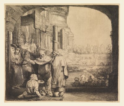 Peter og Johannes ved templets port af Rembrandt van Rijn