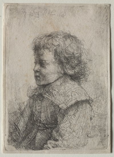 Portræt af en dreng i profil af Rembrandt van Rijn