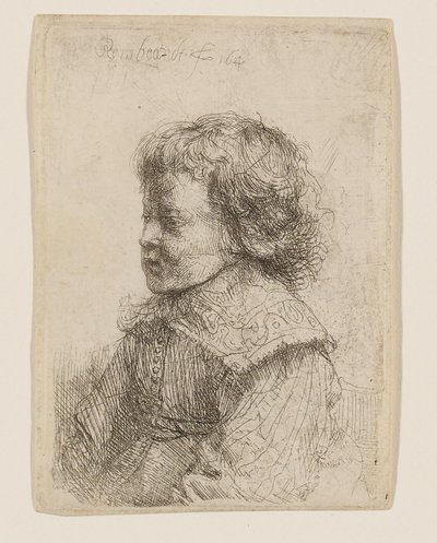 Portræt af en dreng set i profil af Rembrandt van Rijn