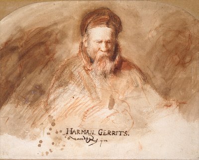 Portræt af en gammel mand Rembrandts far, 1625-1630. af Rembrandt van Rijn