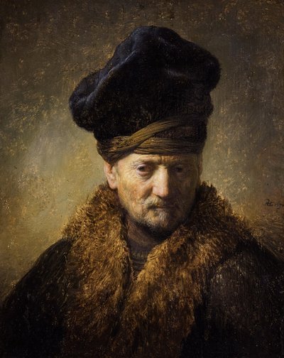 Portræt af en gammel mand med pelshat, 1630 af Rembrandt van Rijn