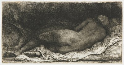 Liggende nøgen kvinde af Rembrandt van Rijn