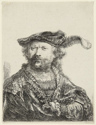 Rembrandt med fløjlshue af Rembrandt van Rijn