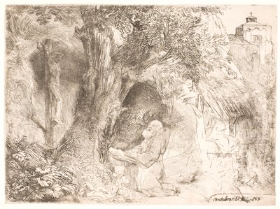S. Francis under et træ og beder af Rembrandt van Rijn