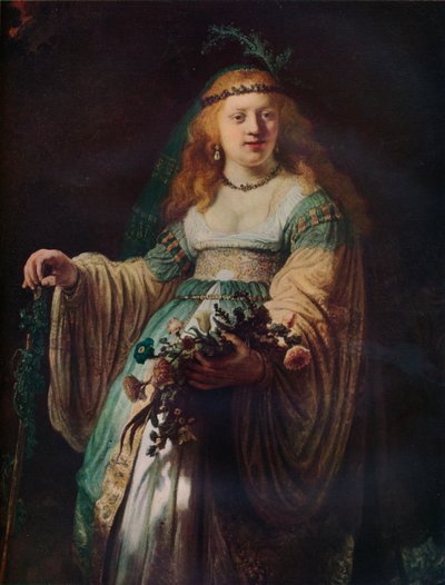 Saskia van Uylenburgh i arkadisk kostume, 1635 af Rembrandt van Rijn