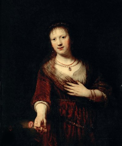 Saskia med den røde blomst, 1641. af Rembrandt van Rijn