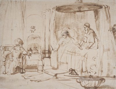 Scene fra fortællingen om Antiochus og Stratonice af Rembrandt van Rijn