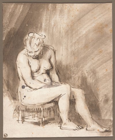 Siddende nøgen kvinde af Rembrandt van Rijn