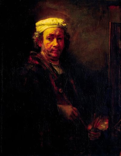 Selvportræt foran staffeliet af Rembrandt van Rijn
