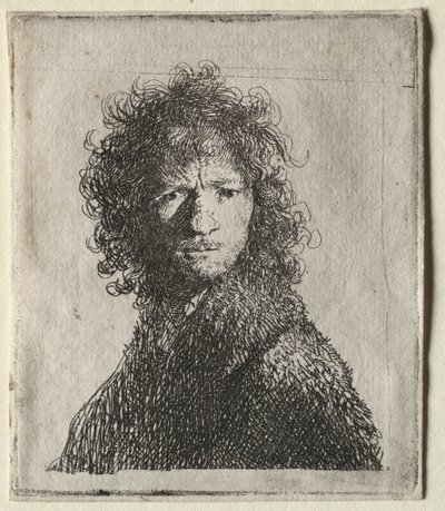 Selvportræt med panderynker: Buste, 1630. af Rembrandt van Rijn