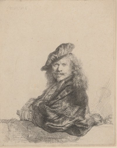 Selvportræt lænet på en stenkarm, 1639., 1639. af Rembrandt van Rijn