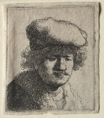 Selvportræt med hætten trukket frem, ca. 1631. af Rembrandt van Rijn