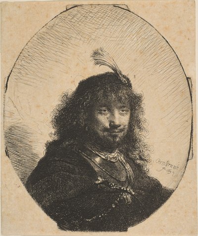 Selvportræt med pelshue og sænket sabel, 1634. af Rembrandt van Rijn