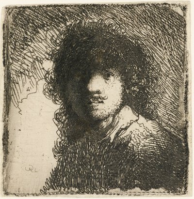 Selvportræt barhovedet: buste, c.1629. af Rembrandt van Rijn
