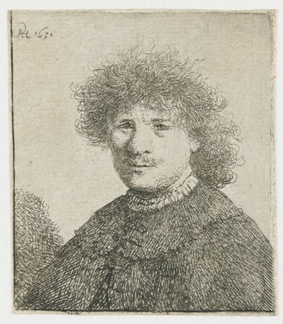 Selvportræt i kappe med faldende krave: buste af Rembrandt van Rijn