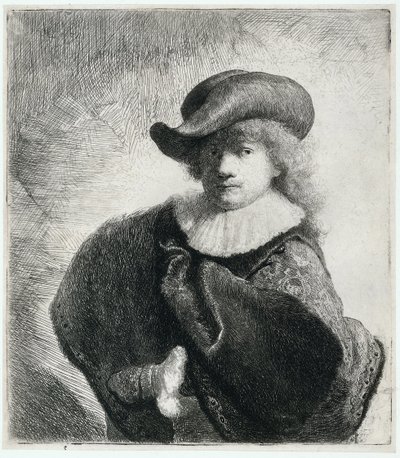 Selvportræt i blød hat og broderet kappe, 1631. af Rembrandt van Rijn