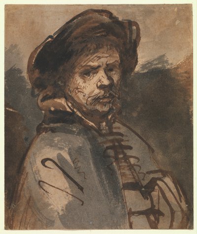 Selvportræt, 1635-40 (pen og brunt blæk) af Rembrandt van Rijn