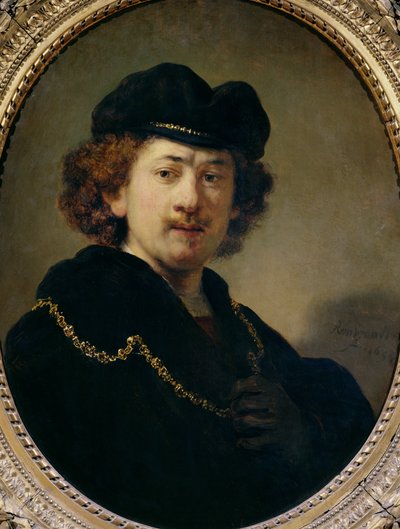Selvportræt med hat og guldkæde, 1633 af Rembrandt van Rijn
