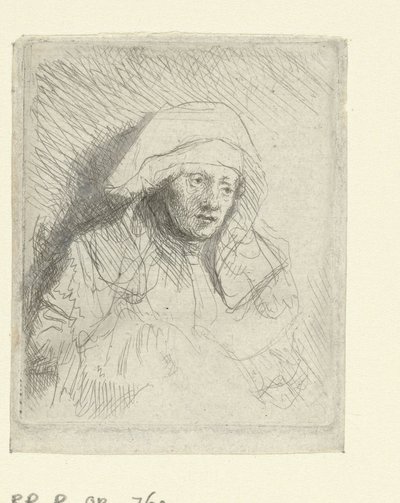 Syg kvinde med et stort hvidt hovedbeklædning (Saskia) af Rembrandt van Rijn