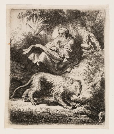 St. Jerome Reading af Rembrandt van Rijn
