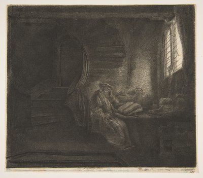 St. Hieronymus i et mørkt kammer, 1642. af Rembrandt van Rijn