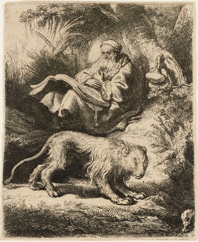 Sankt Hieronymus læsning, 1634. af Rembrandt van Rijn
