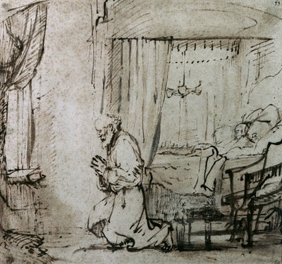 St. Peters bøn før opstandelsen af Tabitha, c.1654-55 af Rembrandt van Rijn