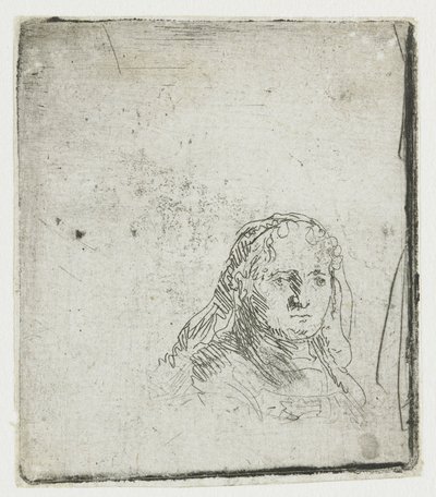 Studie af en kvindes hoved af Rembrandt van Rijn