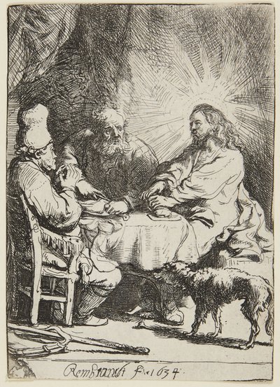 Aftensmad på Emmaus (lille ret) af Rembrandt van Rijn