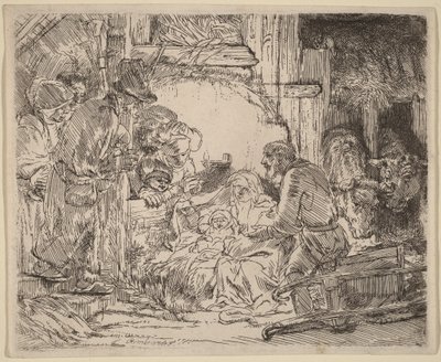 Hyrdernes tilbedelse: med lampen af Rembrandt van Rijn