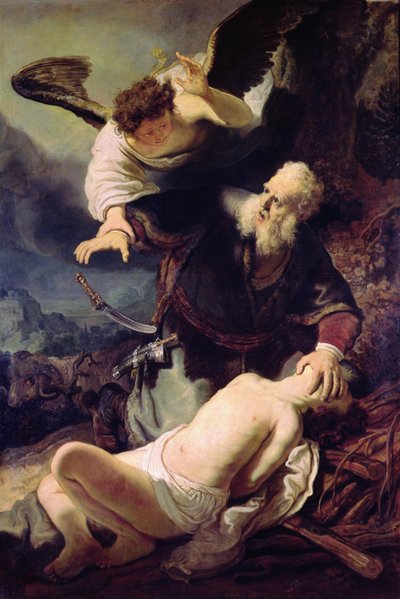 Englen stopper Abraham fra at ofre Isak, 1636 af Rembrandt van Rijn
