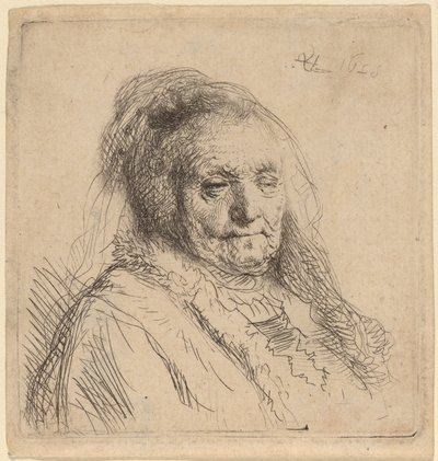 Kunstnerens Moder, Hoved og Buste af Rembrandt van Rijn