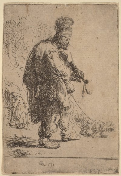 Den blinde violinist af Rembrandt van Rijn